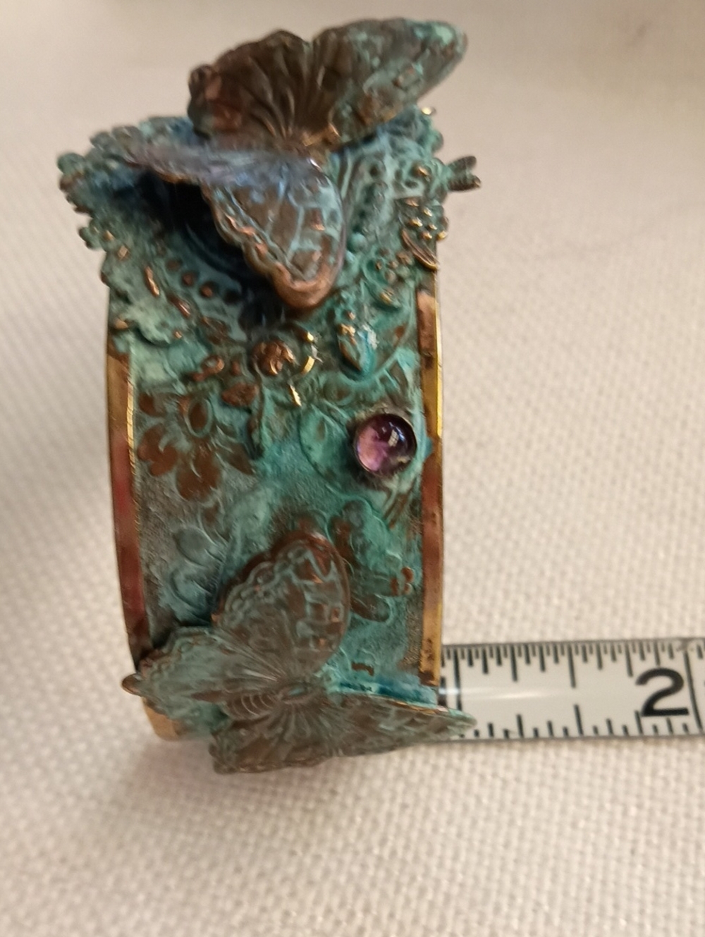 Elaine Coyne Turquoise Patina Butterfly Cuff Bracelet, Designer Signed, NEW!